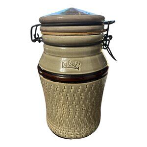 Vtg Baldelli Italy Ceramic Canister with Clamp Lid Italian Stoneware Kitchen Sto